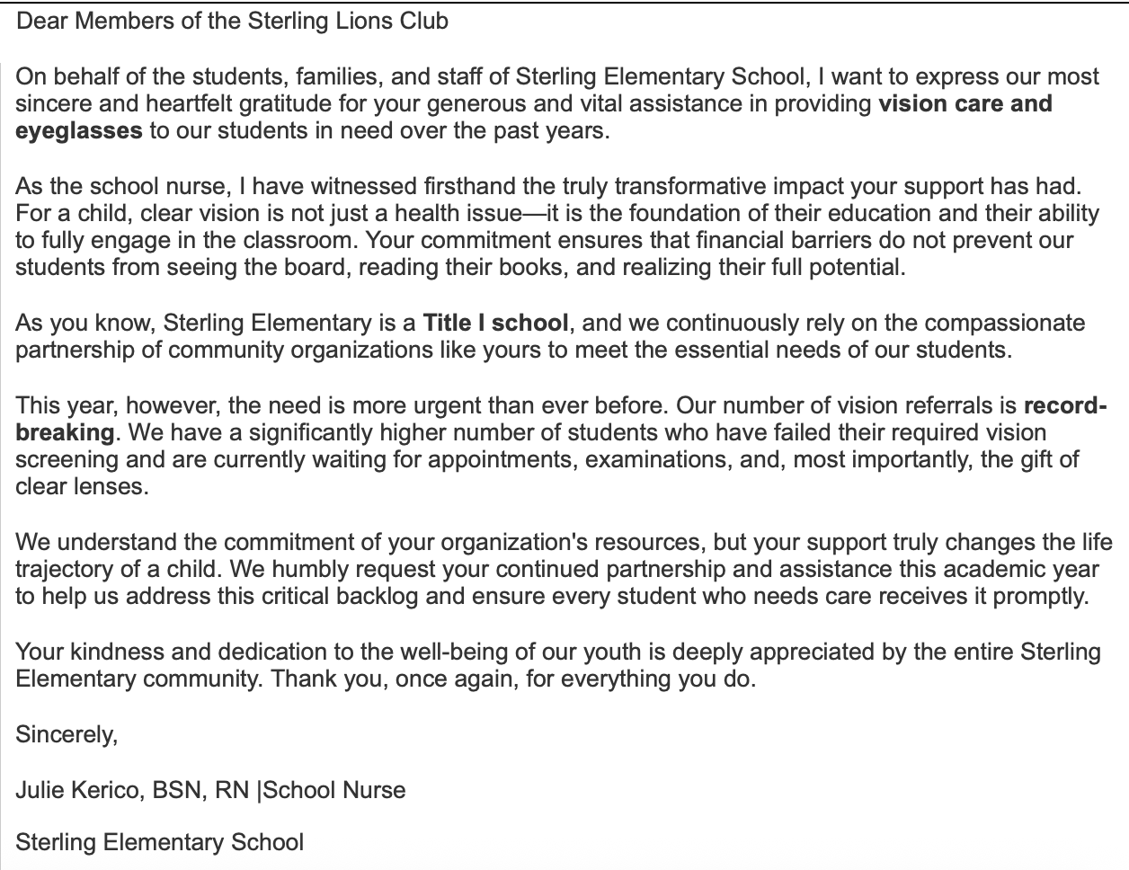 Sterling TY Letter